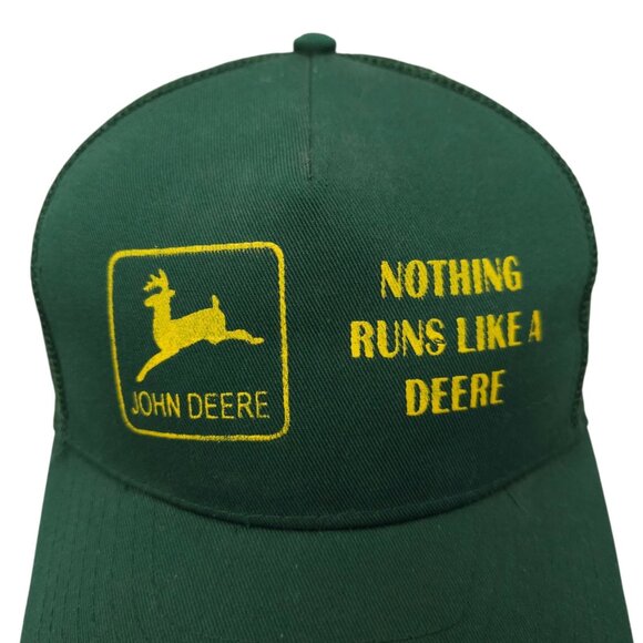 John Deere Mesh Strapback Cap Trucker Baseball Hat Nothing Runs Like A Deere - Picture 8 of 14